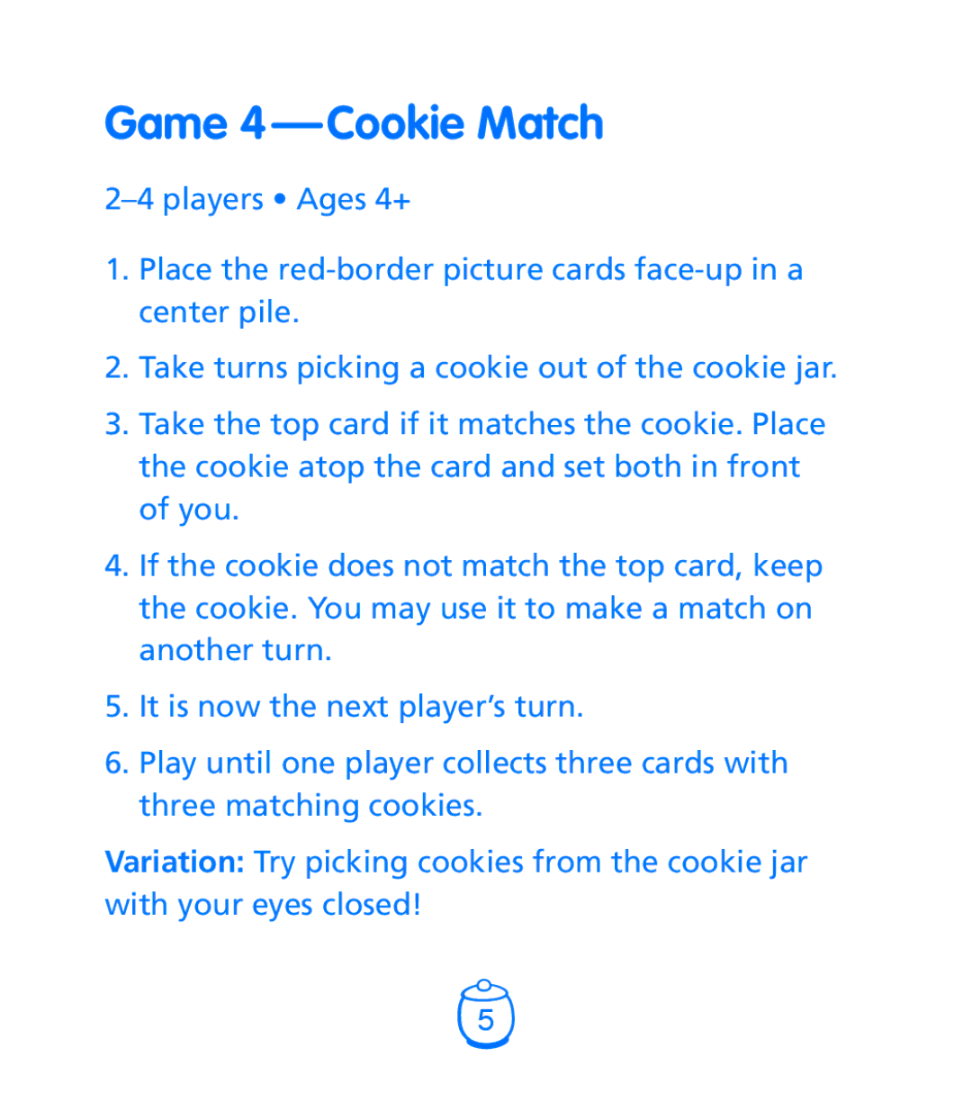 Learning Resources Goodie Game manual Game 4 - Cookie Match 